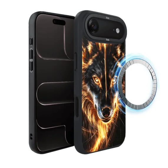 Etui do iPhone Air IBIZU DropGuard Matt z MagSafe, Wilki, Ognisty wilk (2)