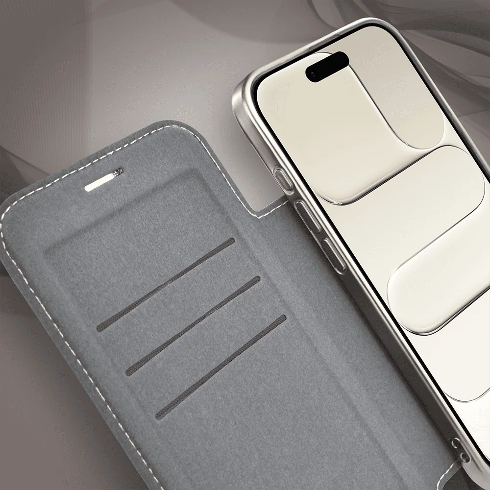 Etui do iPhone Air typu książka Book Magsafe Lens Protect, z klapką, tytanowe (1)