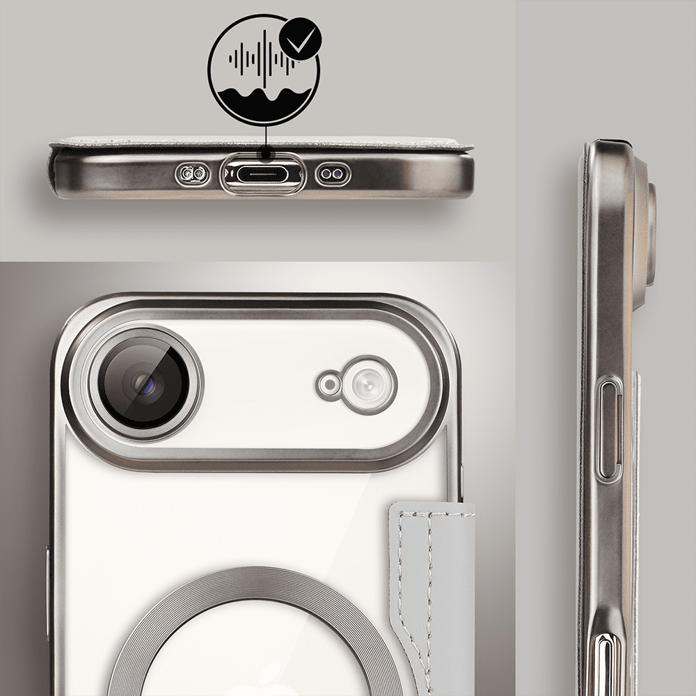 Etui do iPhone Air typu książka Book Magsafe Lens Protect, z klapką, tytanowe (2)