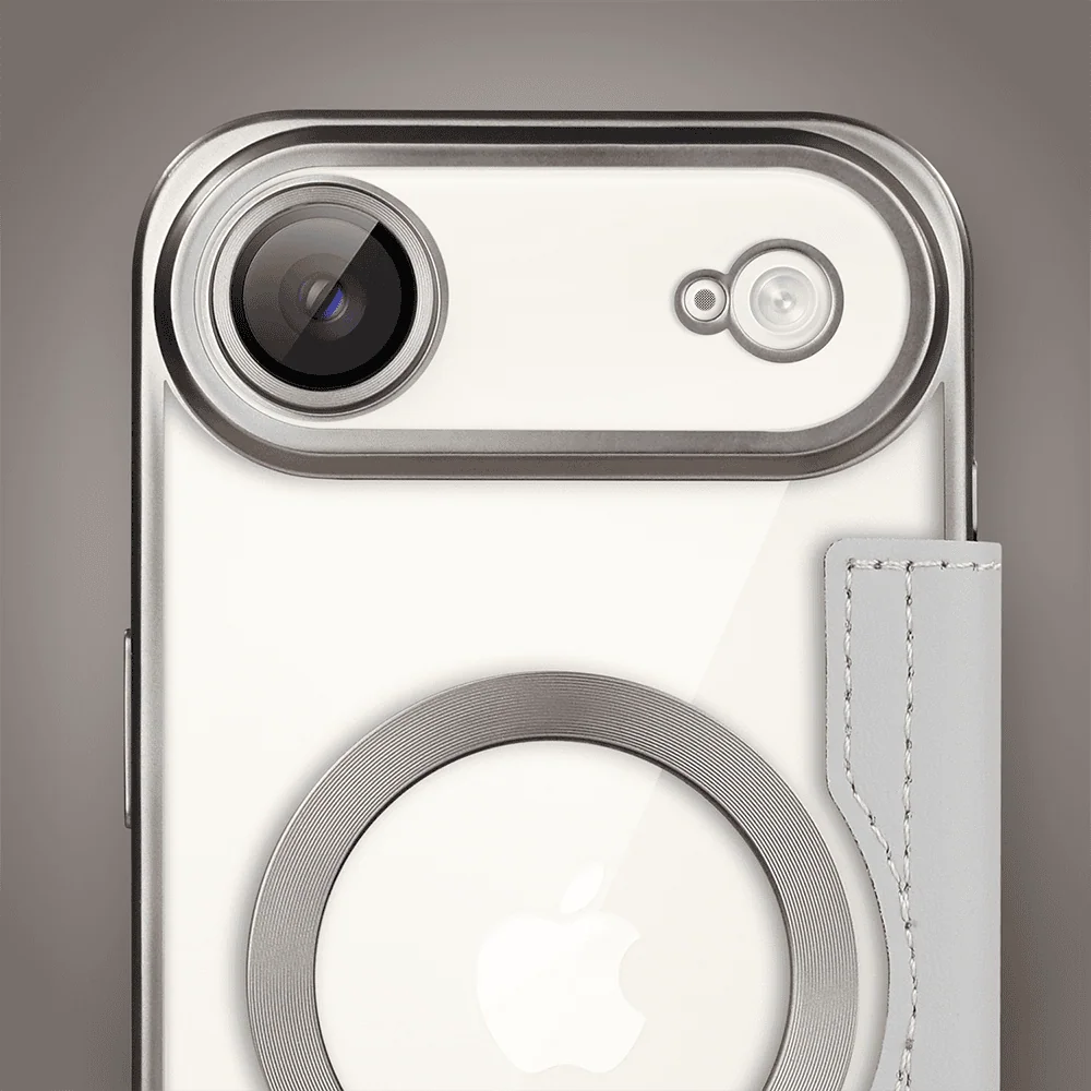 Etui do iPhone Air typu książka Book Magsafe Lens Protect, z klapką, tytanowe (3)