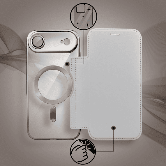 Etui do iPhone Air typu książka Book Magsafe Lens Protect, z klapką, tytanowe (7)
