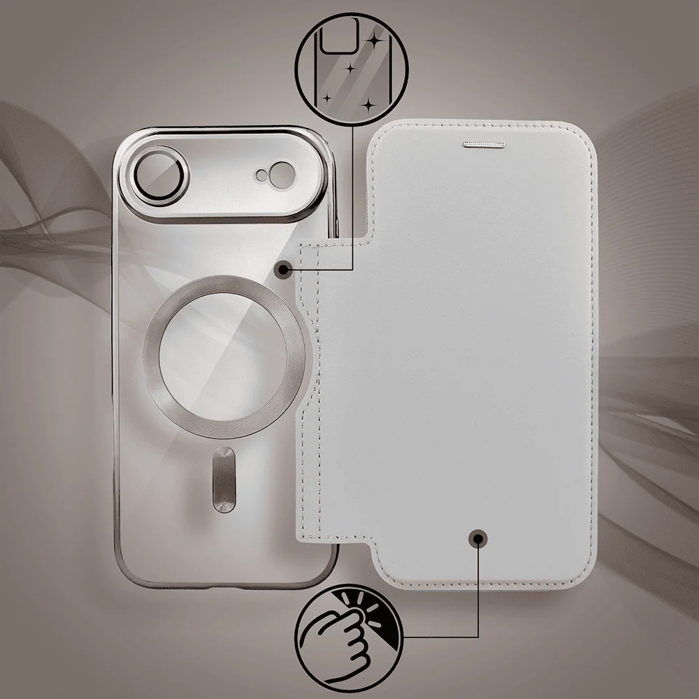 Etui do iPhone Air typu książka Book Magsafe Lens Protect, z klapką, tytanowe (7)