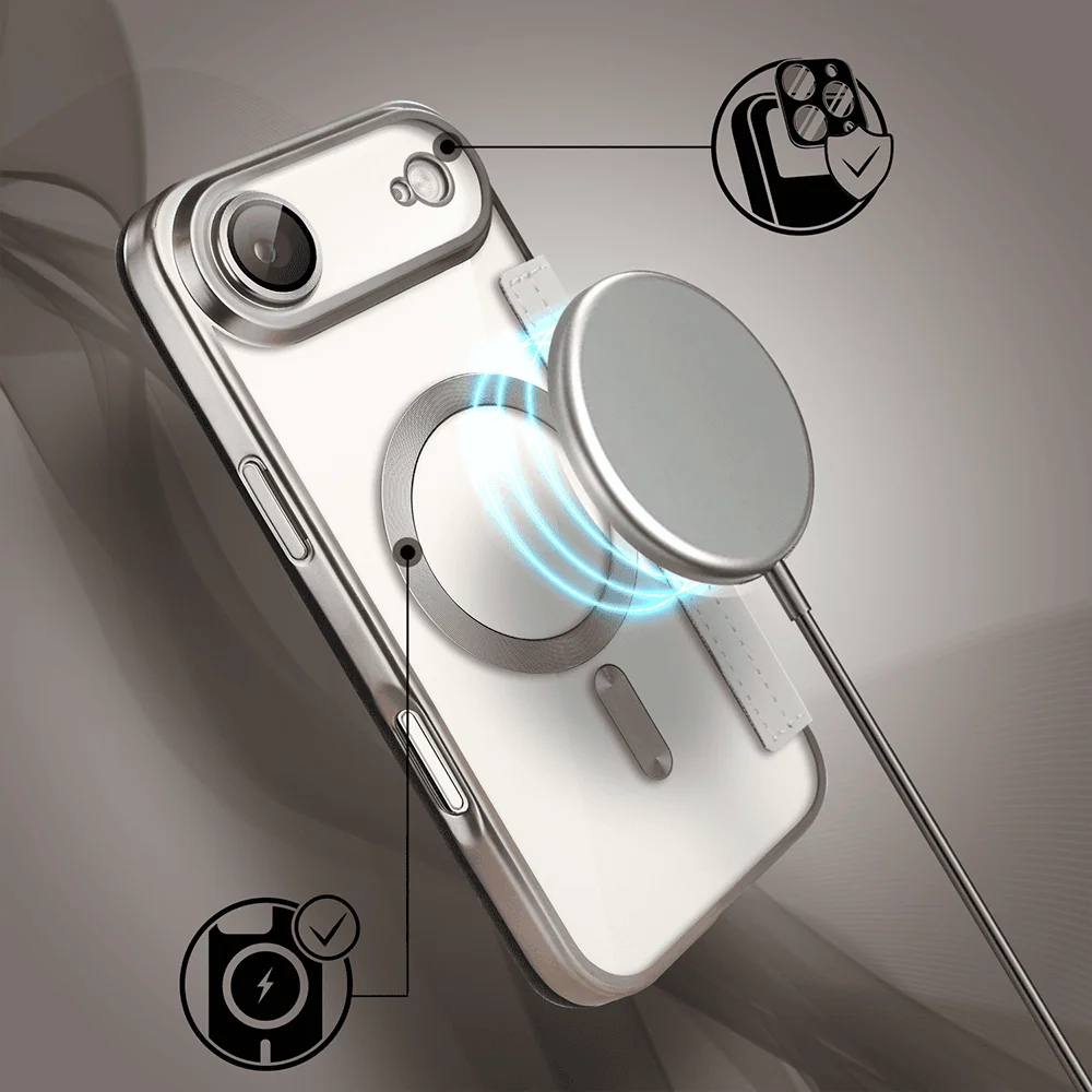Etui do iPhone Air typu książka Book Magsafe Lens Protect, z klapką, tytanowe (8)