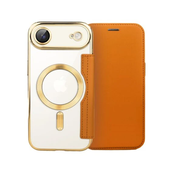 Etui do iPhone Air typu książka Book Magsafe Lens Protect, z klapką, złote (5)