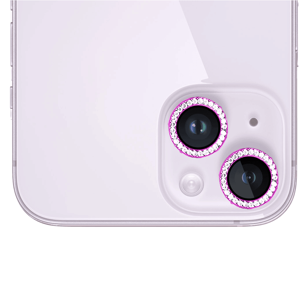 Luksusowa diamentowa osłona obiektywów, szkło na aparat iPhone 14, różowa (1)