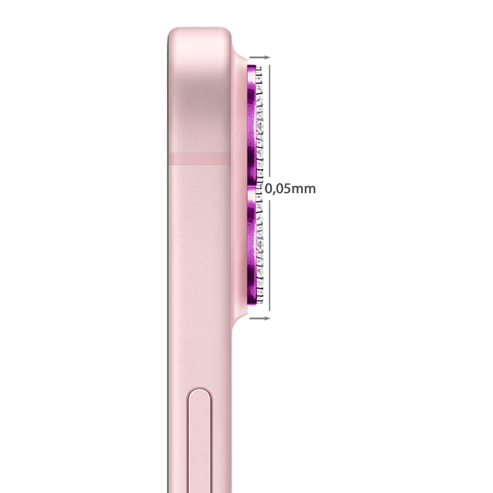 Luksusowa diamentowa osłona obiektywów, szkło na aparat iPhone 15, różowa (1)