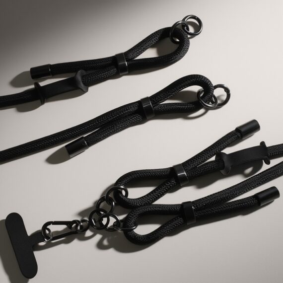 Regulowana smycz, krótki pasek na nadgarstek pasujący do etui z serii DropGuard Ultra, czarna dwie opcje smyczy