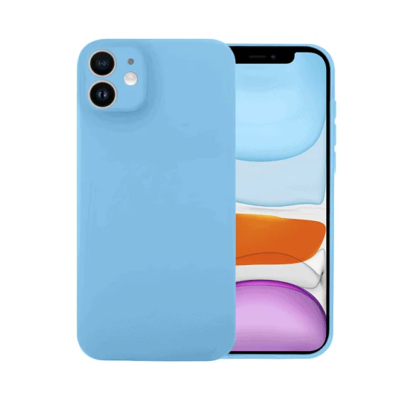 Etui do iPhone 11 silikonowe z mikrofibrą soft touch z osłoną na aparat, niebieskie1
