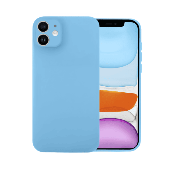 Etui do iPhone 11 silikonowe z mikrofibrą soft touch z osłoną na aparat, niebieskie