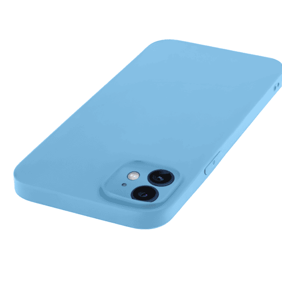 Etui do iPhone 12 silikonowe z mikrofibrą soft touch z osłoną na aparat, niebieskie3