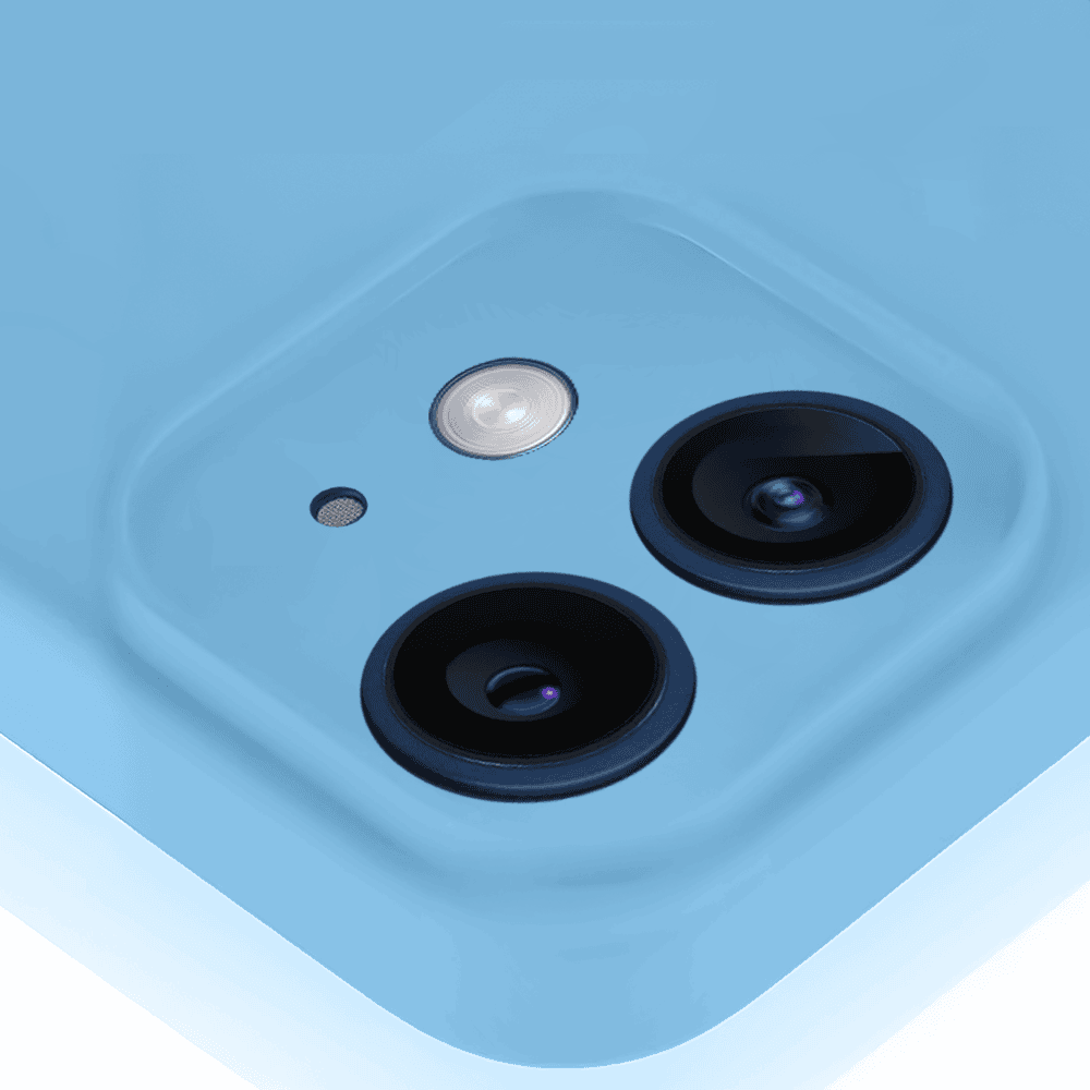 Etui do iPhone 12 silikonowe z mikrofibrą soft touch z osłoną na aparat, niebieskie4
