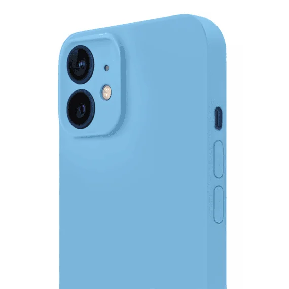 Etui do iPhone 12 silikonowe z mikrofibrą soft touch z osłoną na aparat, niebieskie5