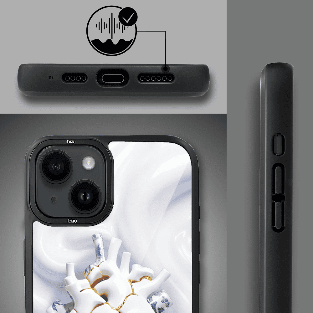 Etui do iPhone 14 IBIZU DropGuard Matt z MagSafe, Kintsugi Art, porcelanowe serce (3)