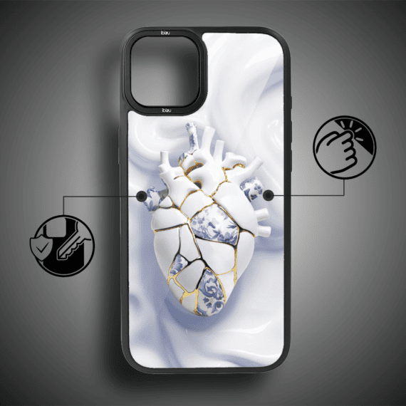 Etui do iPhone 14 IBIZU DropGuard Matt z MagSafe, Kintsugi Art, porcelanowe serce (6)