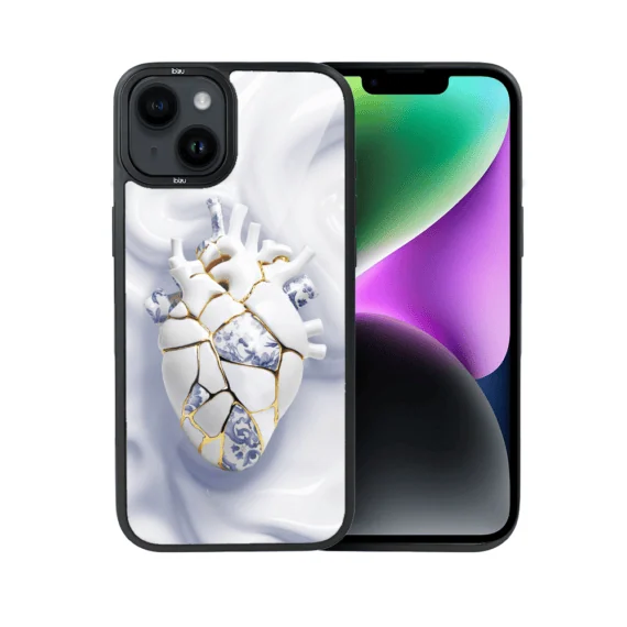Etui do iPhone 14 IBIZU DropGuard Matt z MagSafe, Kintsugi Art, porcelanowe serce (7)