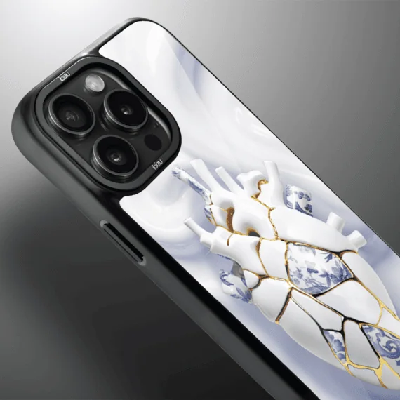 Etui do iPhone 14 Pro Max IBIZU DropGuard Matt z MagSafe, Kintsugi Art, porcelanowe serce (2)