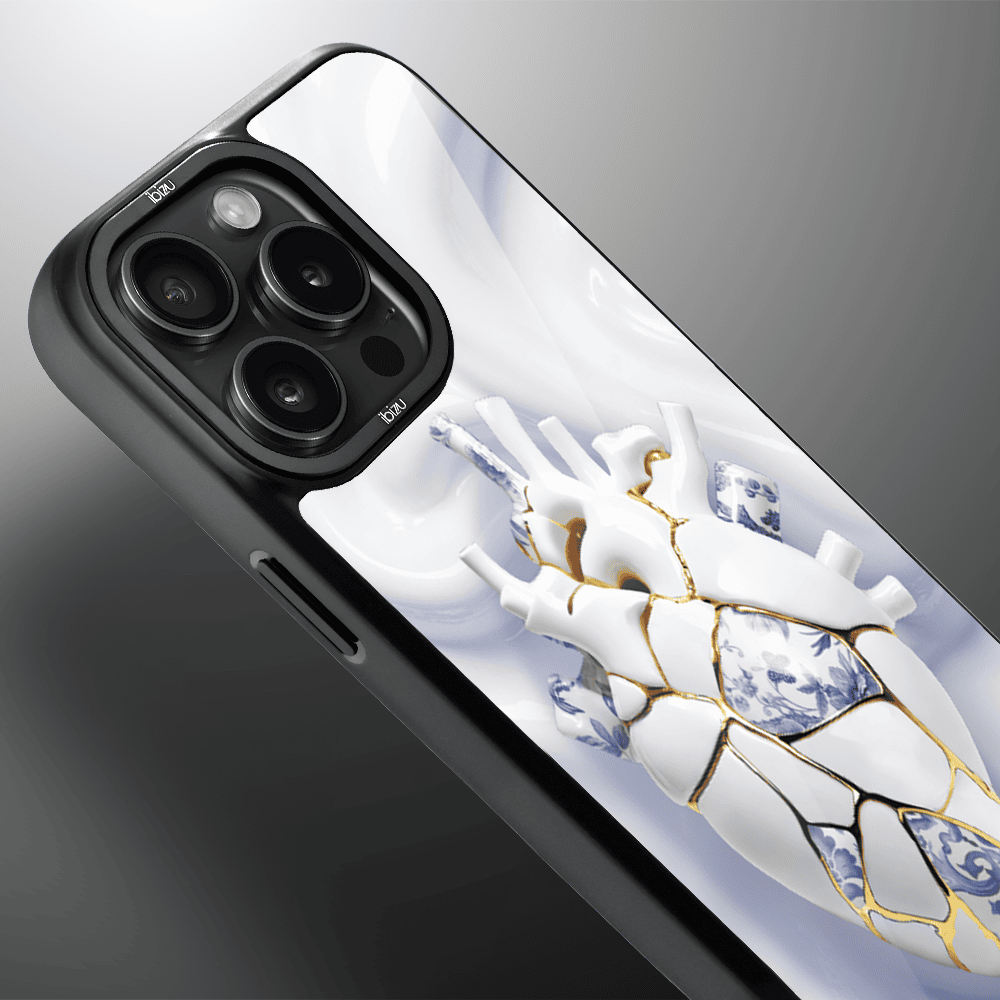 Etui do iPhone 14 Pro Max IBIZU DropGuard Matt z MagSafe, Kintsugi Art, porcelanowe serce (2)