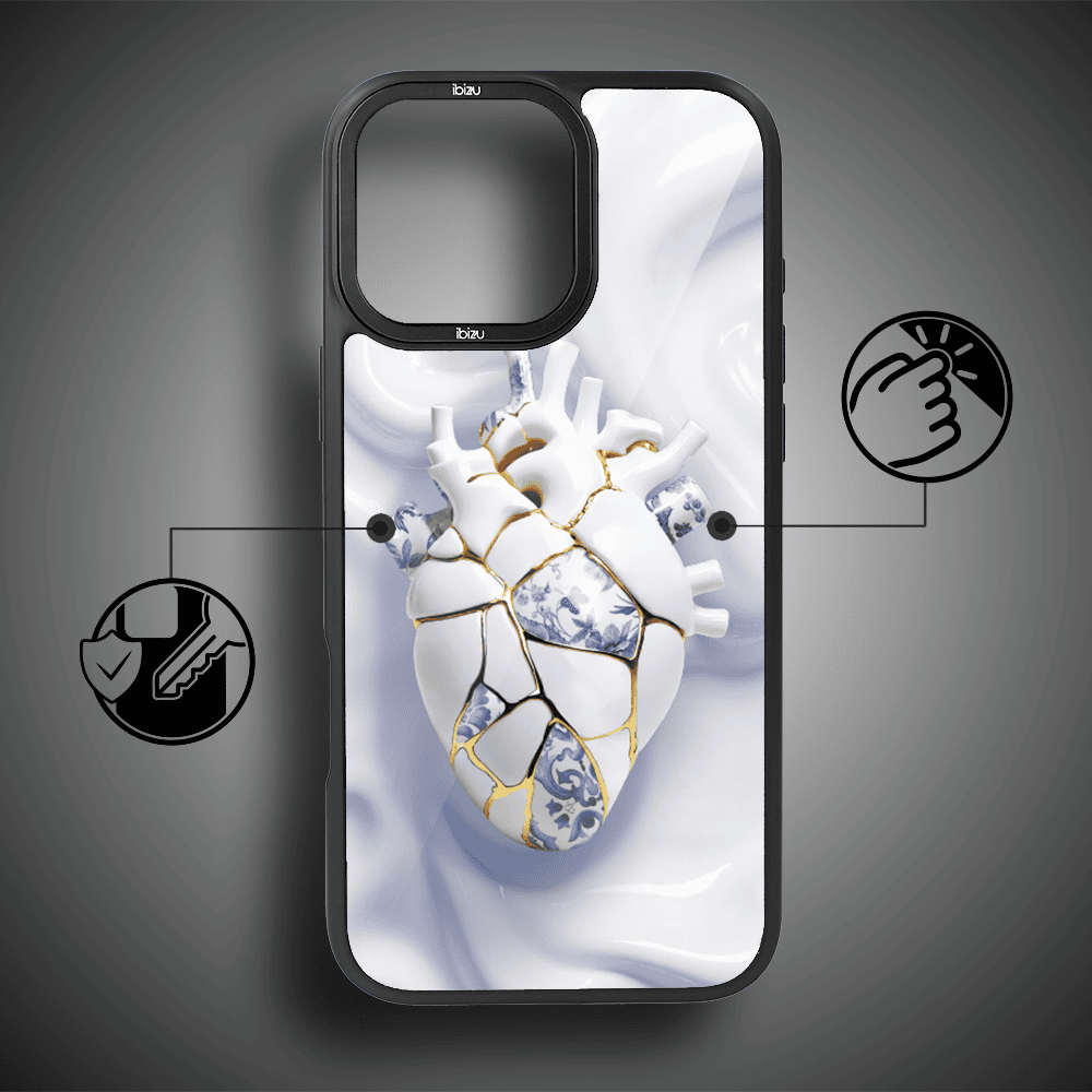 Etui do iPhone 14 Pro Max IBIZU DropGuard Matt z MagSafe, Kintsugi Art, porcelanowe serce (7)