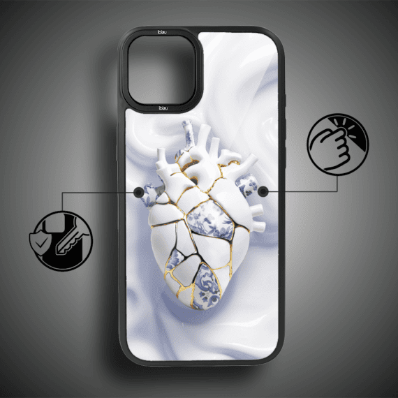 Etui do iPhone 15 IBIZU DropGuard Matt z MagSafe, Kintsugi Art, porcelanowe serce (7)