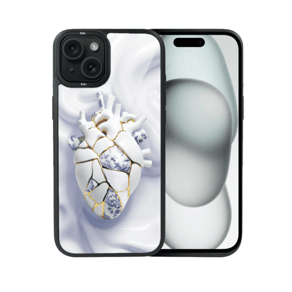 Etui do iPhone 15 IBIZU DropGuard Matt z MagSafe, Kintsugi Art, porcelanowe serce (8)