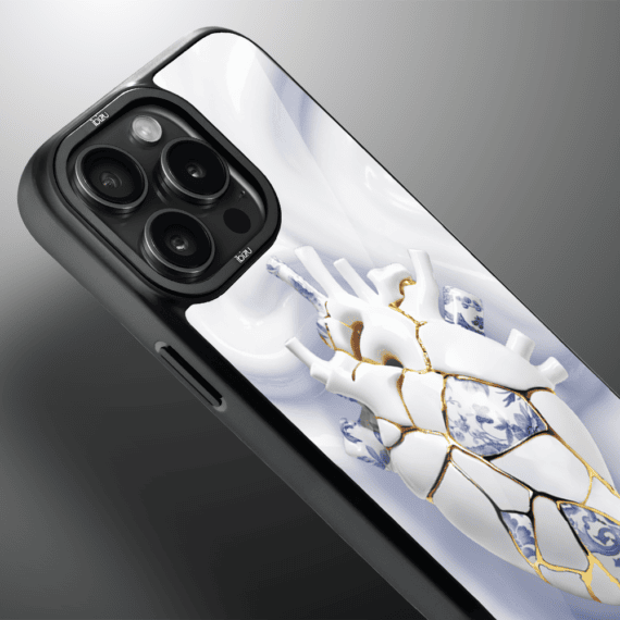 Etui do iPhone 15 Pro Max IBIZU DropGuard Matt z MagSafe, Kintsugi Art, porcelanowe serce (1)