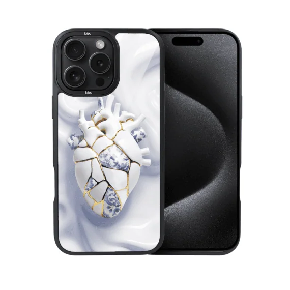 Etui do iPhone 15 Pro Max IBIZU DropGuard Matt z MagSafe, Kintsugi Art, porcelanowe serce (7)