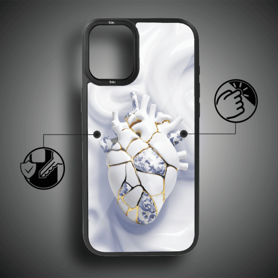 Etui do iPhone 16 IBIZU DropGuard Matt z MagSafe, Kintsugi Art, porcelanowe serce (3)