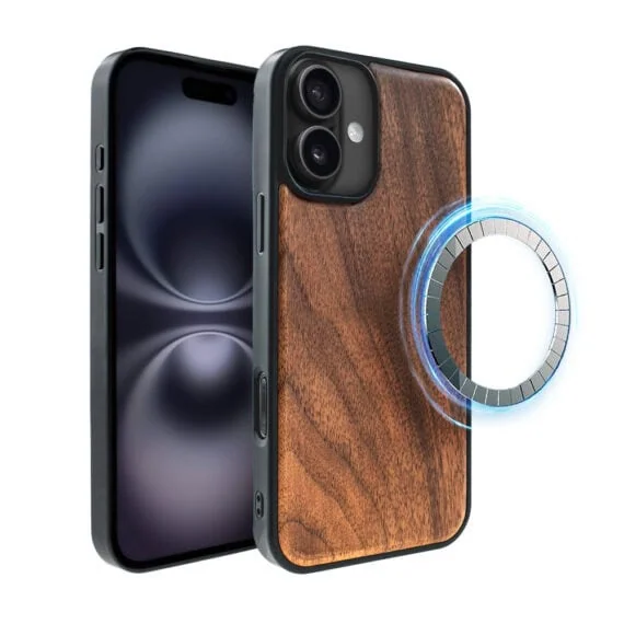 Etui do iPhone 16 Plus, drewniane z MagSafe, orzech włoski3