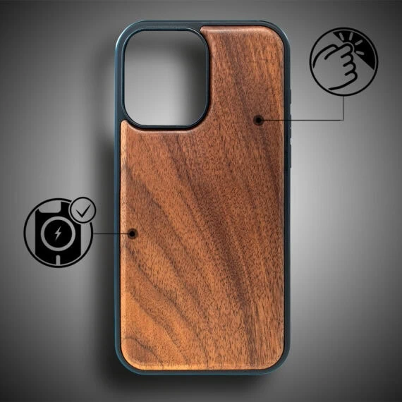 Etui do iPhone 16 Plus, drewniane z MagSafe, orzech włoski4