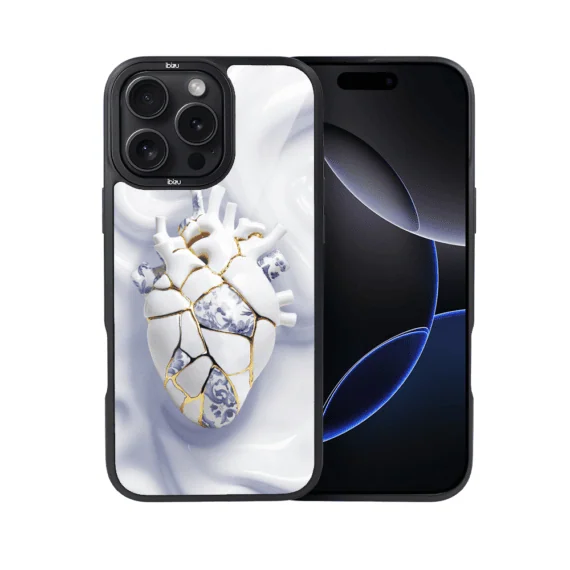 Etui do iPhone 16 Pro Max IBIZU DropGuard Matt z MagSafe, Kintsugi Art, porcelanowe serce (6)