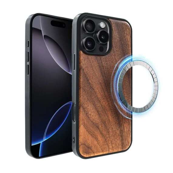 Etui do iPhone 16 Pro Max, drewniane z MagSafe, orzech włoski3