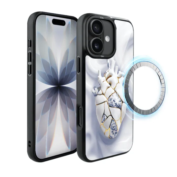 Etui do iPhone 17 IBIZU DropGuard Matt z MagSafe, Kintsugi Art, porcelanowe serce (7)