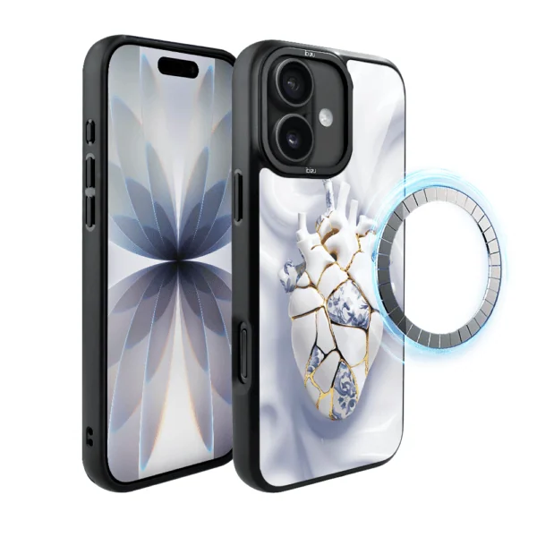 Etui do iPhone 17 IBIZU DropGuard Matt z MagSafe, Kintsugi Art, porcelanowe serce (7)