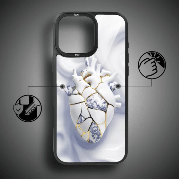 Etui do iPhone 17 IBIZU DropGuard Matt z MagSafe, Kintsugi Art, porcelanowe serce (8)