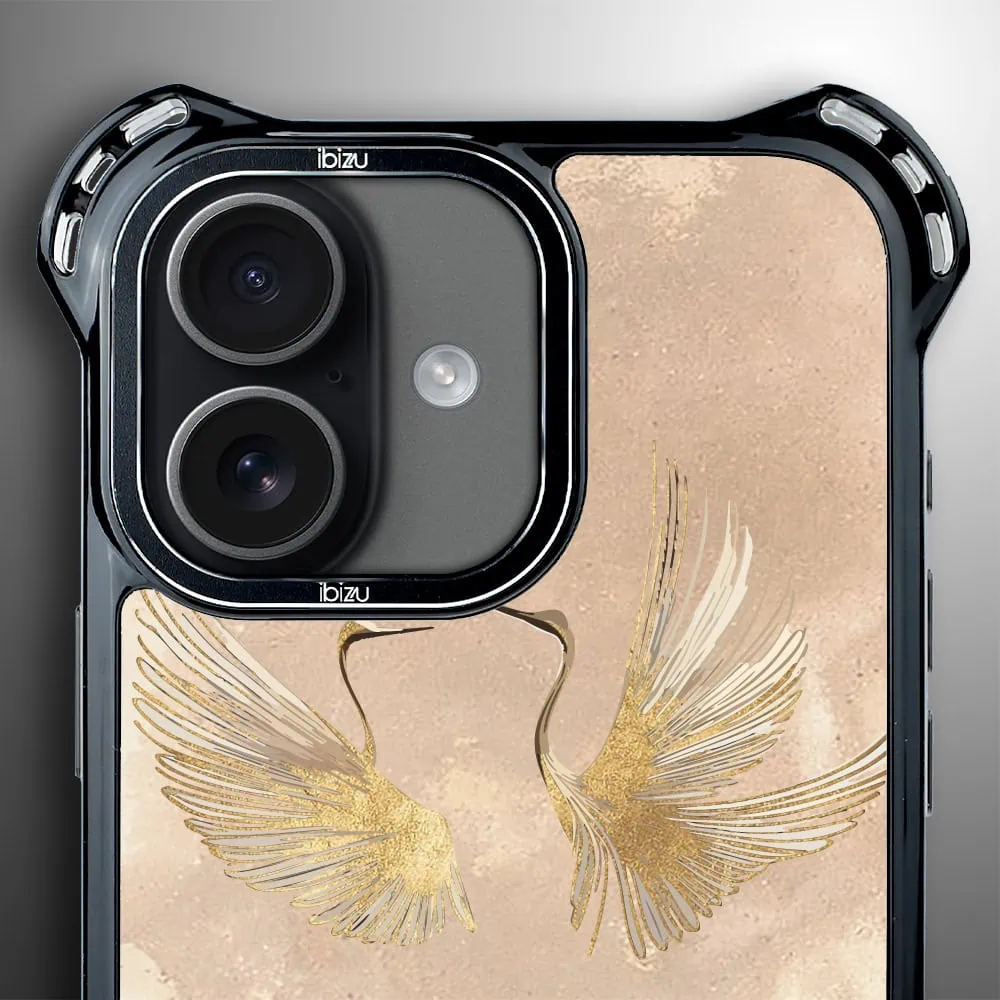 Etui do iPhone 17 IBIZU DropGuard Ultra z MagSafe, Boho, Złote żurawie (3)
