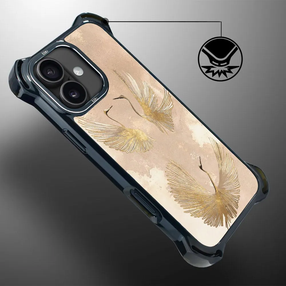 Etui do iPhone 17 IBIZU DropGuard Ultra z MagSafe, Boho, Złote żurawie (6)