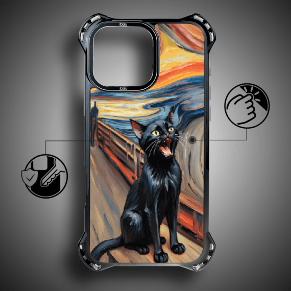Etui do iPhone 17 IBIZU DropGuard Ultra z MagSafe, Edvard Munch, krzyk kota (8)
