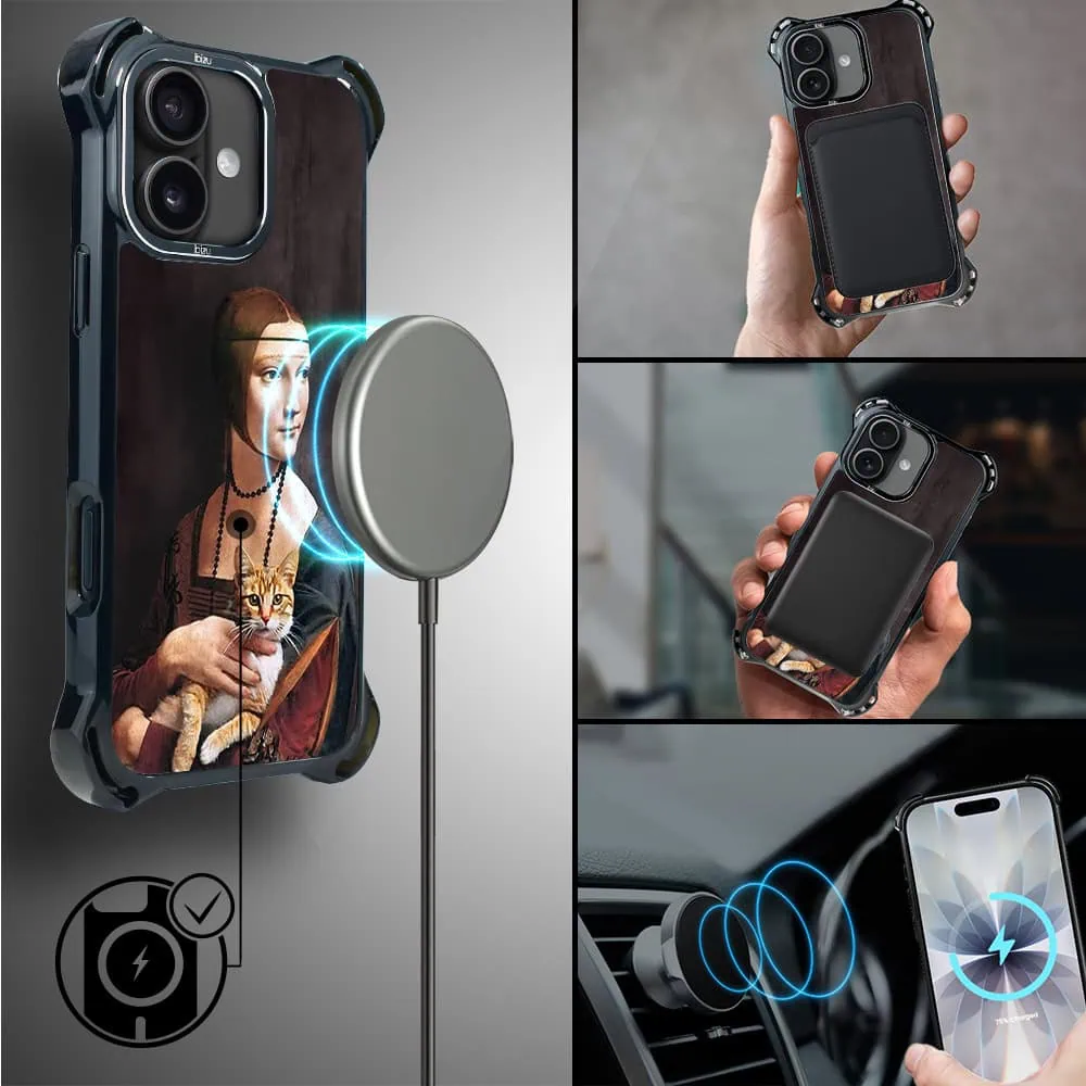 Etui do iPhone 17 IBIZU DropGuard Ultra z MagSafe, Leonardo Da Vinci, dama z kotem (8)