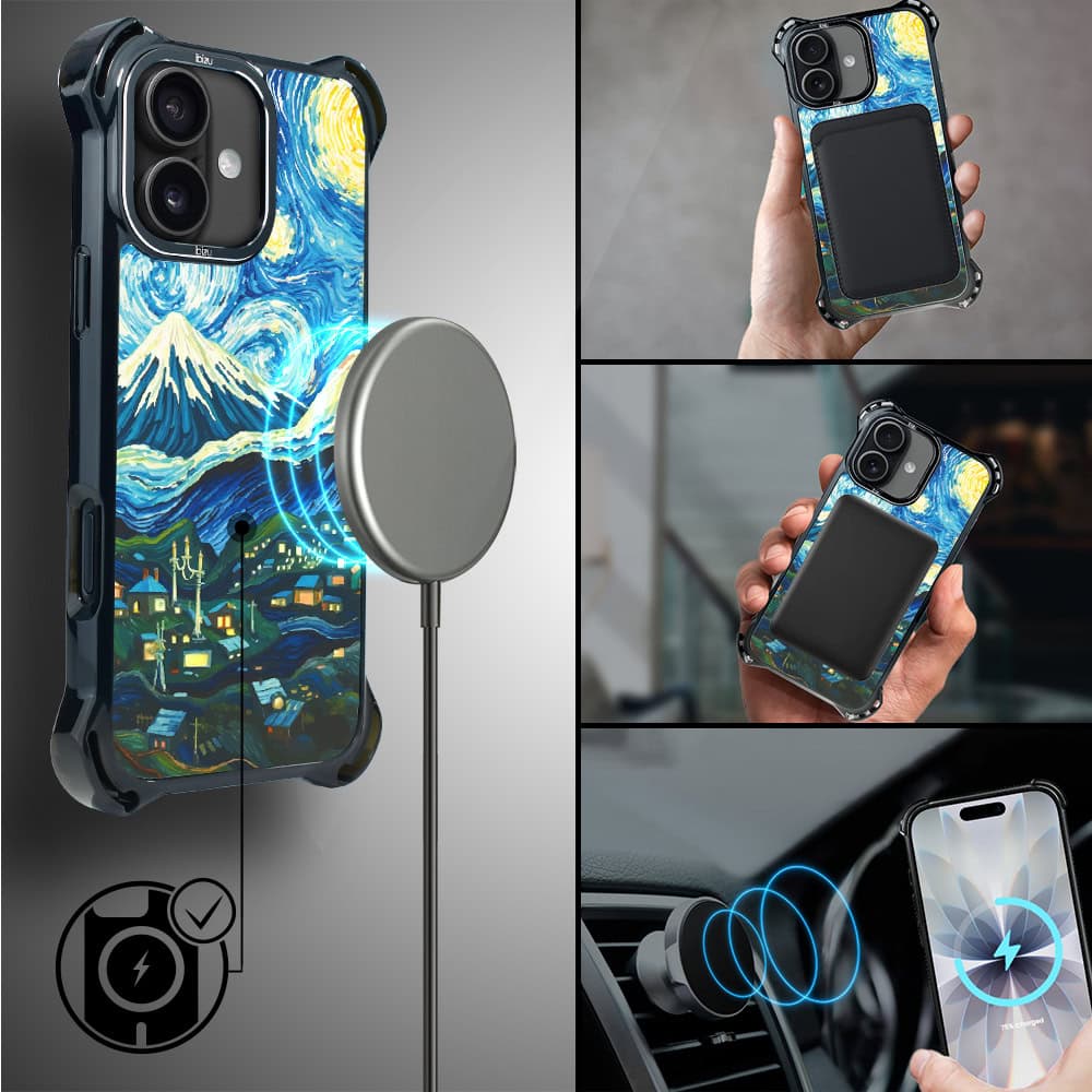 Etui do iPhone 17 IBIZU DropGuard Ultra z MagSafe, Van Gogh, gwieździsta noc (8)