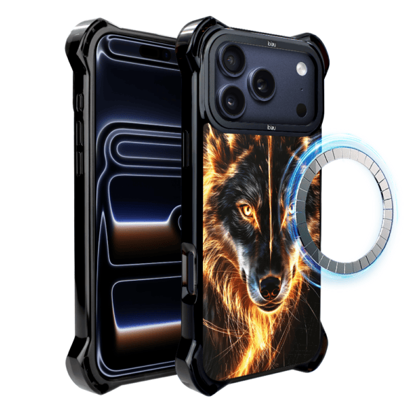 Etui do iPhone 17 Pro IBIZU DropGuard Ultra z MagSafe, Wilki, Ognisty Wilk