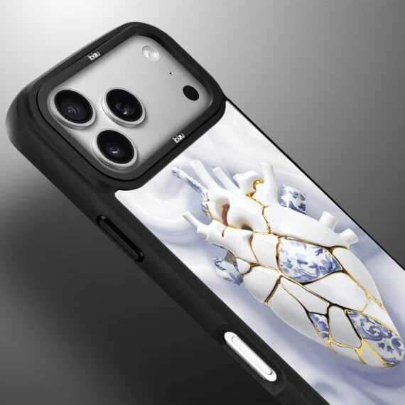 Etui do iPhone 17 Pro Max IBIZU DropGuard Matt z MagSafe, Kintsugi Art, porcelanowe serce (1)