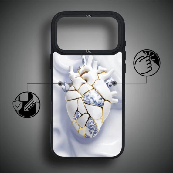 Etui do iPhone 17 Pro Max IBIZU DropGuard Matt z MagSafe, Kintsugi Art, porcelanowe serce (7)