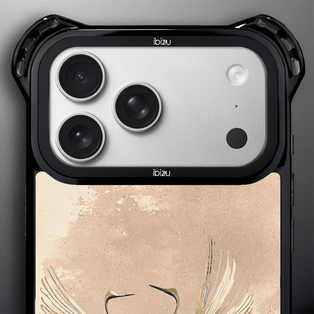 Etui do iPhone 17 Pro Max IBIZU DropGuard Ultra z MagSafe, Boho, Złote żurawie (1)