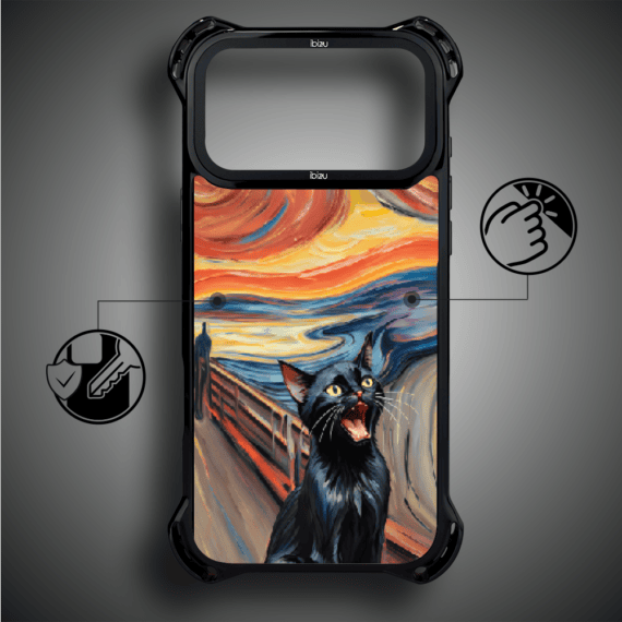 Etui do iPhone 17 Pro Max IBIZU DropGuard Ultra z MagSafe, Edvard Munch, krzyk kota (1)