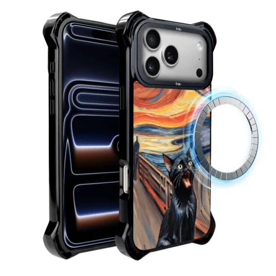 Etui do iPhone 17 Pro Max IBIZU DropGuard Ultra z MagSafe, Edvard Munch, krzyk kota (2)
