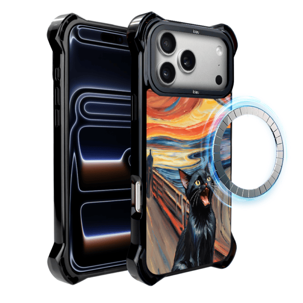 Etui do iPhone 17 Pro IBIZU DropGuard Ultra z MagSafe, Edvard Munch, krzyk kota