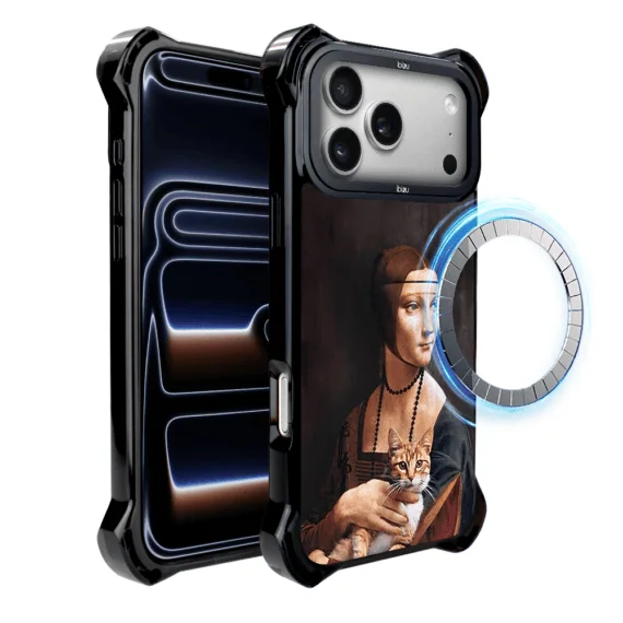 Etui do iPhone 17 Pro Max IBIZU DropGuard Ultra z MagSafe, Leonardo Da Vinci, dama z kotem (1)