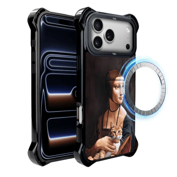 Etui do iPhone 17 Pro IBIZU DropGuard Ultra z MagSafe, Leonardo Da Vinci, dama z kotem