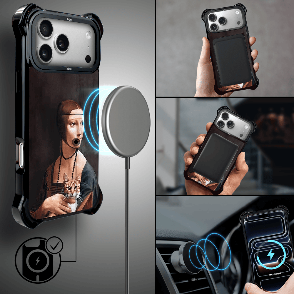 Etui do iPhone 17 Pro Max IBIZU DropGuard Ultra z MagSafe, Leonardo Da Vinci, dama z kotem (7)