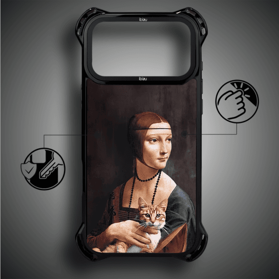 Etui do iPhone 17 Pro Max IBIZU DropGuard Ultra z MagSafe, Leonardo Da Vinci, dama z kotem (8)
